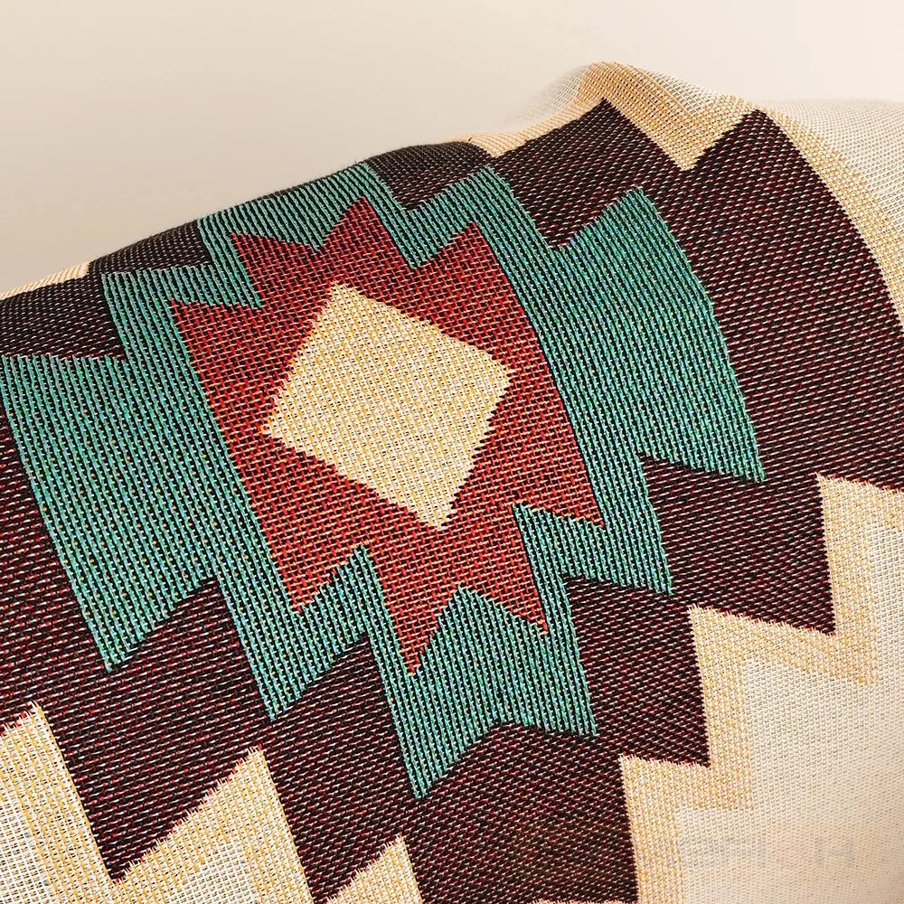 Aztec Boho Throw Blanket with Fringe – Southwestern Woven Tapestry, 2 Colors