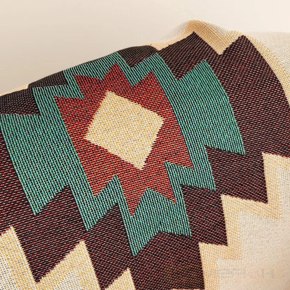 Aztec Boho Throw Blanket with Fringe – Southwestern Woven Tapestry, 2 Colors
