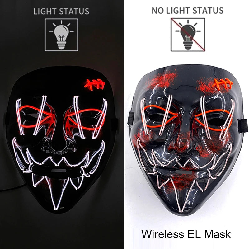 LED Purge Mask – Neon Glow Halloween Cosplay Mask