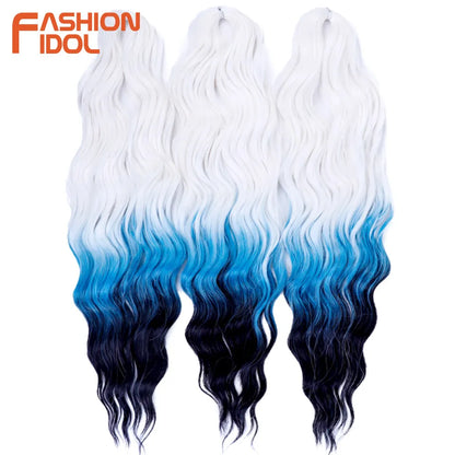 Deep Wave Braiding Hair Extensions 24 Inch – Synthetic Water Wave Crochet Hair