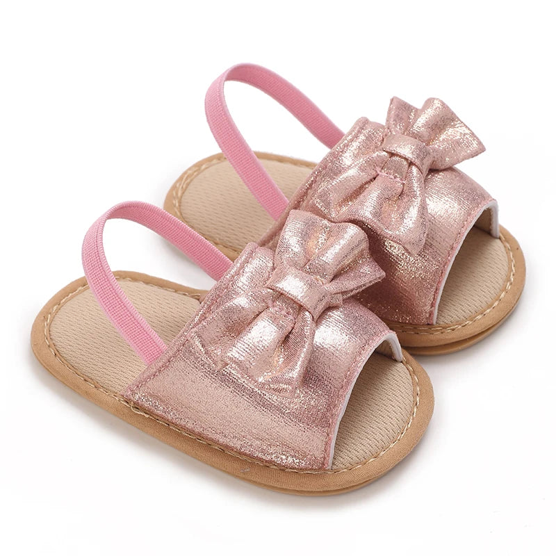 Baby Girl Pink Bow Sandals – Soft Sole Anti-Slip (0-18 Months)