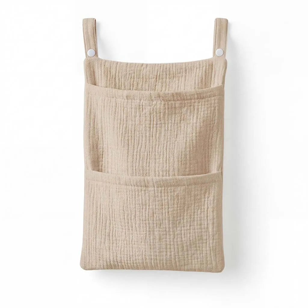 Cotton Baby Crib Hanging Storage Bag – Muslin Nursery Organizer