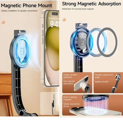 Magnetic Selfie Stick Tripod – MagSafe Compatible, Bluetooth Remote for iPhone