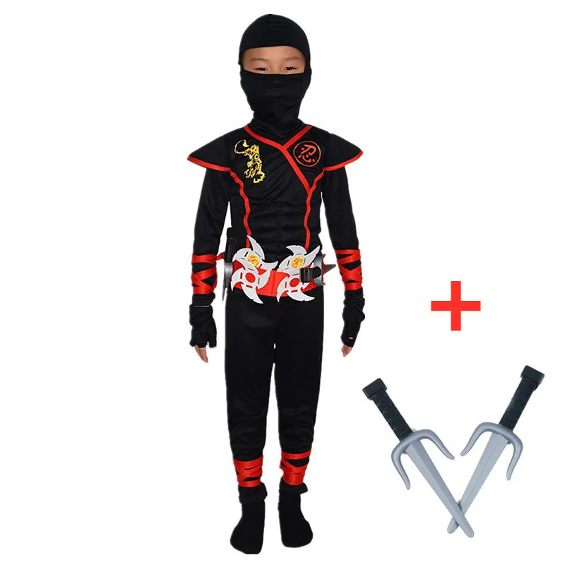Kids Ninja Halloween Costume Set with Weapon Accessories