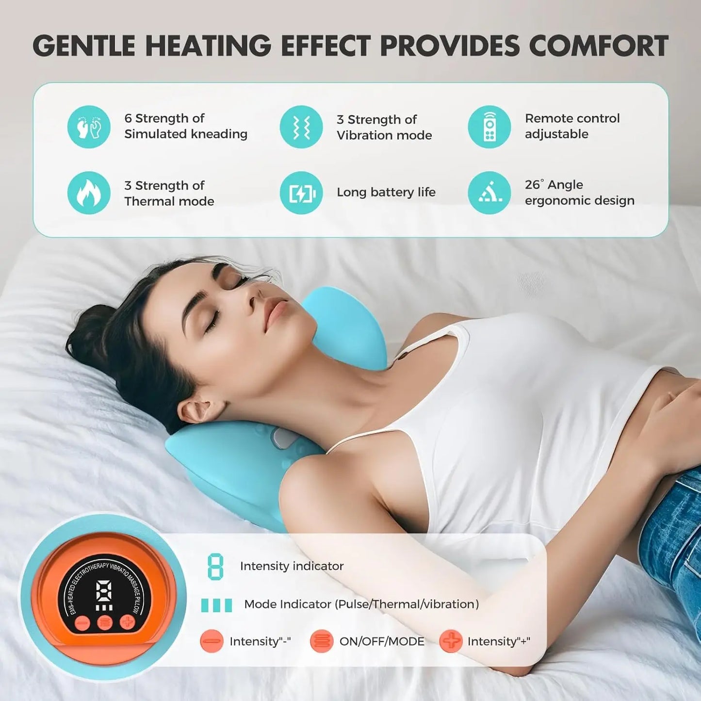3-in-1 Rechargeable Neck Massager Pillow – Shiatsu, Heat & Remote