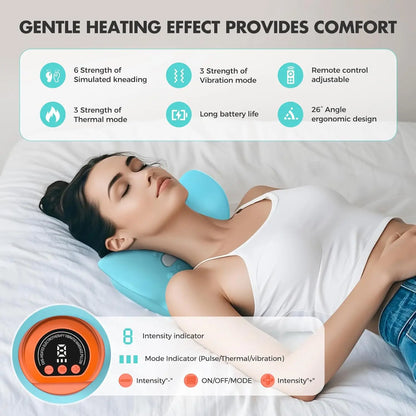 3-in-1 Rechargeable Neck Massager Pillow – Shiatsu, Heat & Remote