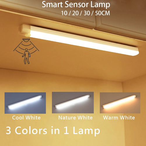 Motion Sensor LED Night Light Strip – USB Rechargeable Cabinet Bar Lamp