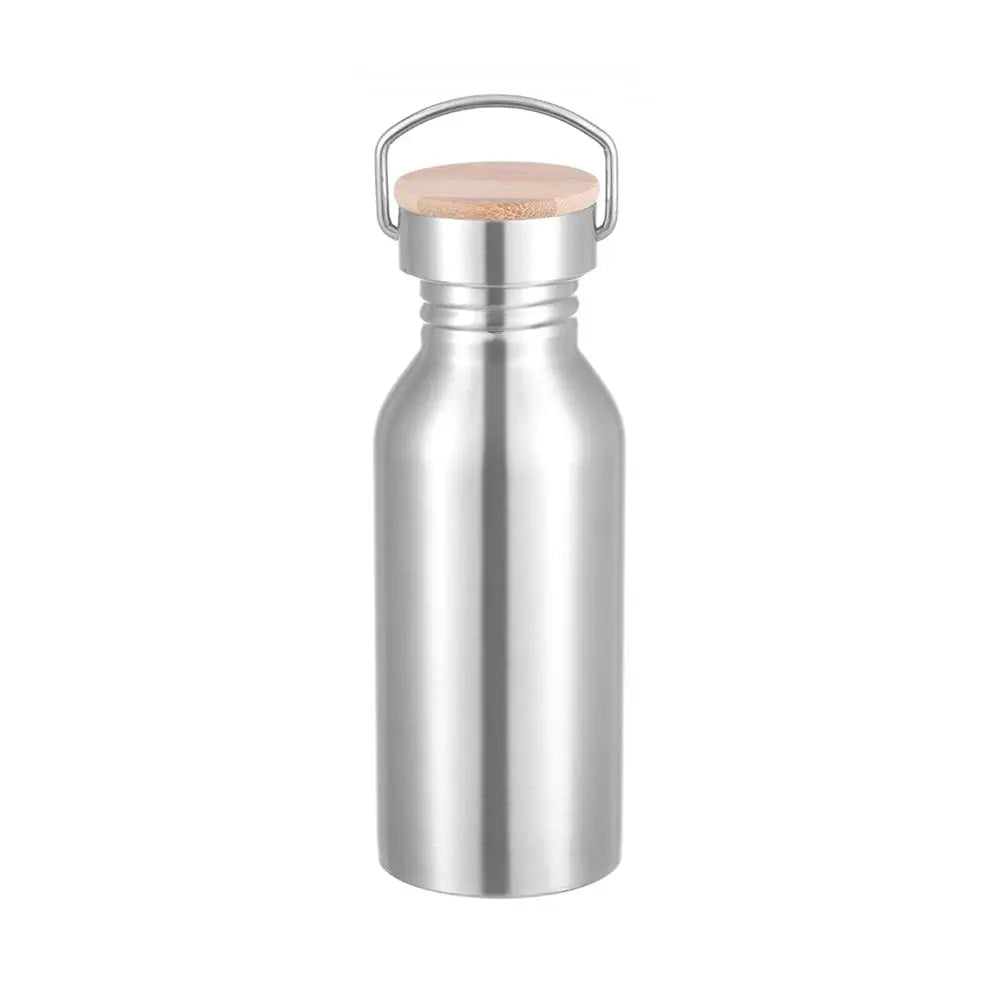 Stainless Steel Sports Water Bottle – Bamboo or Steel Lid