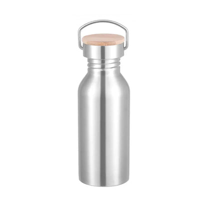 Stainless Steel Sports Water Bottle – Bamboo or Steel Lid