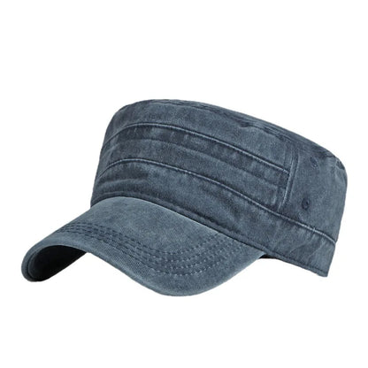 Military Flat Top Cap – Washed Cotton Army Hat for Men & Women