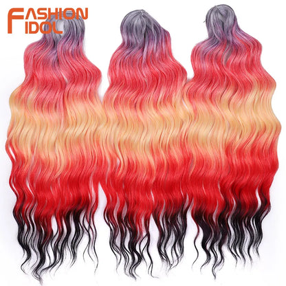 Deep Wave Braiding Hair Extensions 24 Inch – Synthetic Water Wave Crochet Hair
