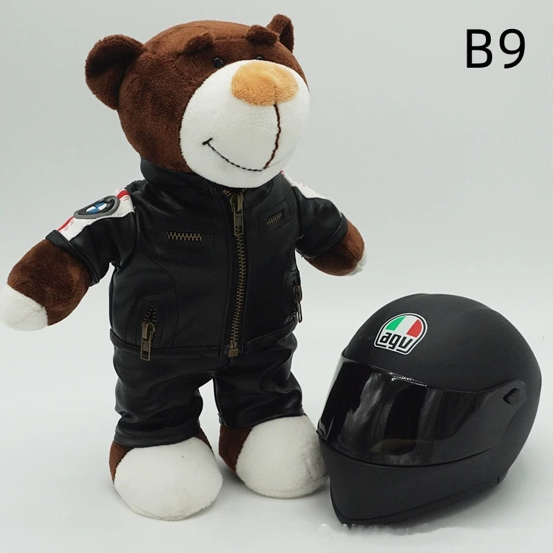 Motorcycle Helmet Teddy Bear Plush Toy – Kawaii Biker Bear Stuffed Animal Gift