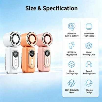 Portable Mini Handheld Fan USB-C Rechargeable Rotatable