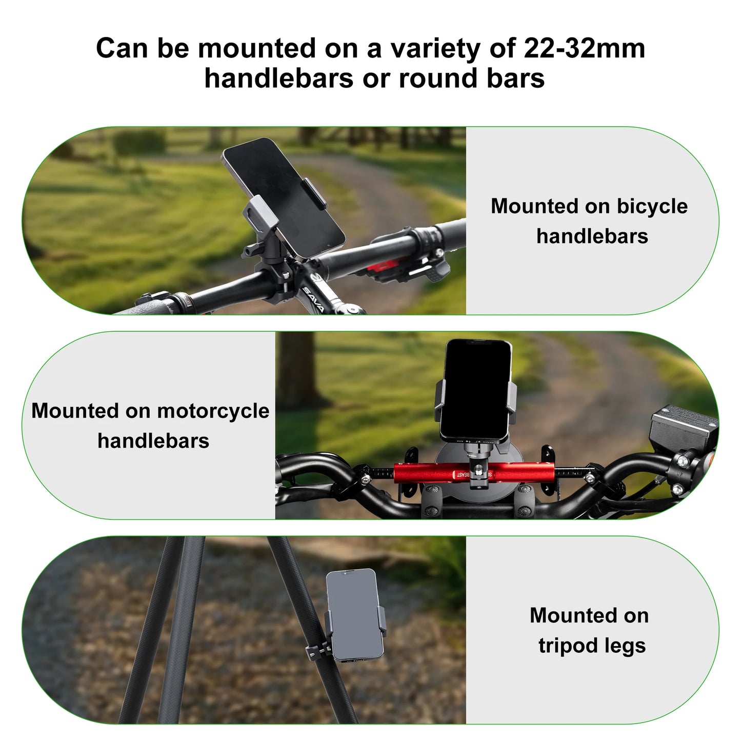 Fanaue Motorcycle Handlebar Mount with Ball Head for Phone & Camera