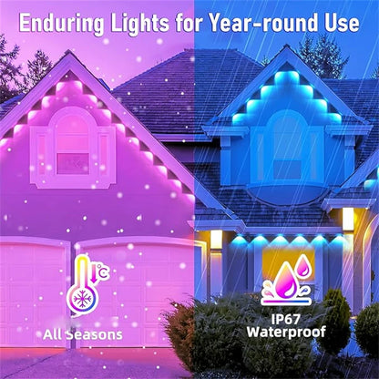 Smart RGB Outdoor Eave Lights – App & Remote Control, IP67, 15/30/60M
