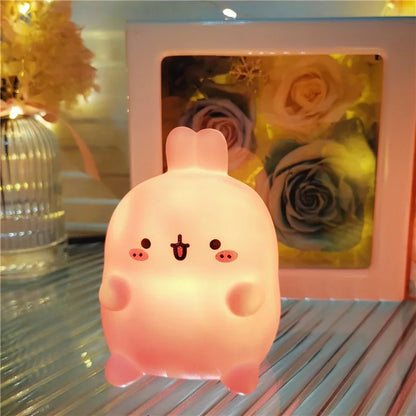 Cute Rabbit Night Light – LED Silicone Bedside Lamp, Cordless