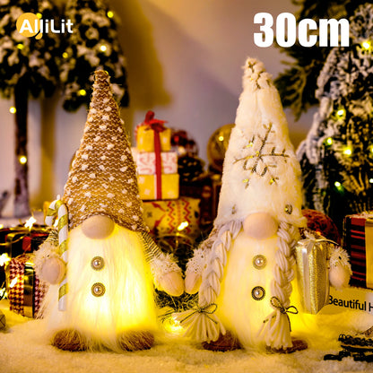 Light-Up Christmas Gnome Figurine – Glowing Sequin Faceless Doll Holiday Decoration