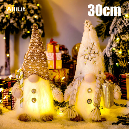 Light-Up Christmas Gnome Figurine – Glowing Sequin Faceless Doll Holiday Decoration