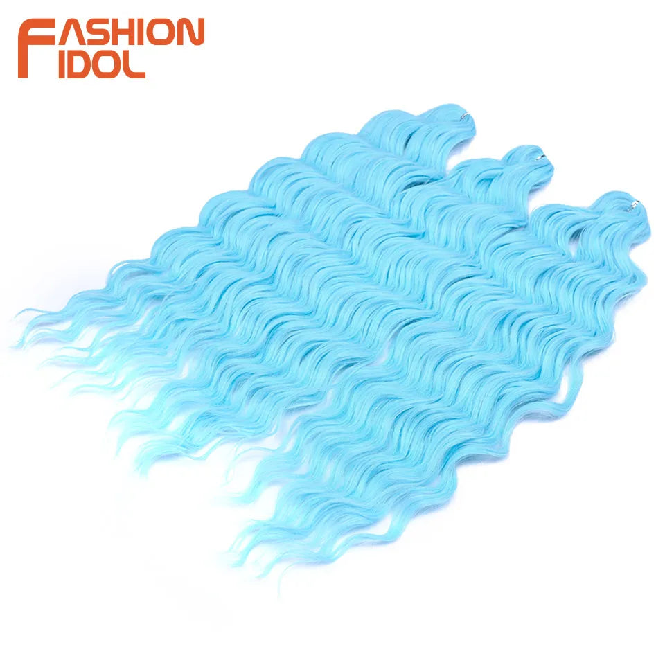 Deep Wave Braiding Hair Extensions 24 Inch – Synthetic Water Wave Crochet Hair