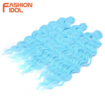 Deep Wave Braiding Hair Extensions 24 Inch – Synthetic Water Wave Crochet Hair