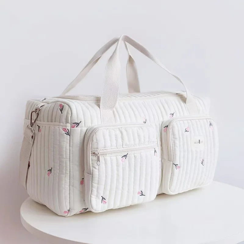 Large Capacity Diaper Bag – Quilted Cotton Mommy Tote