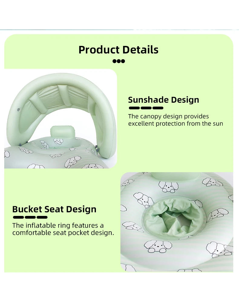 Parent-Child Inflatable Pool Float with Sun Canopy & Baby Seat