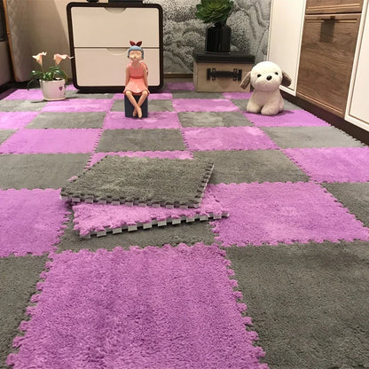Interlocking Foam Puzzle Play Mat Tiles – Soft Plush Carpet for Kids & Baby