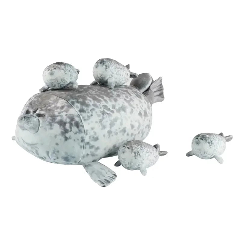 Mama & Baby Seal Plush Toy Set – Zipper Stuffed Animal Gift