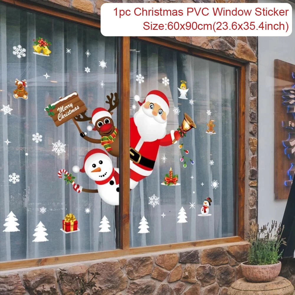 Christmas Window Wall Stickers – Festive PVC Decals