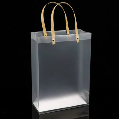 Frosted Transparent Plastic Gift Bags with Handles (10pcs)