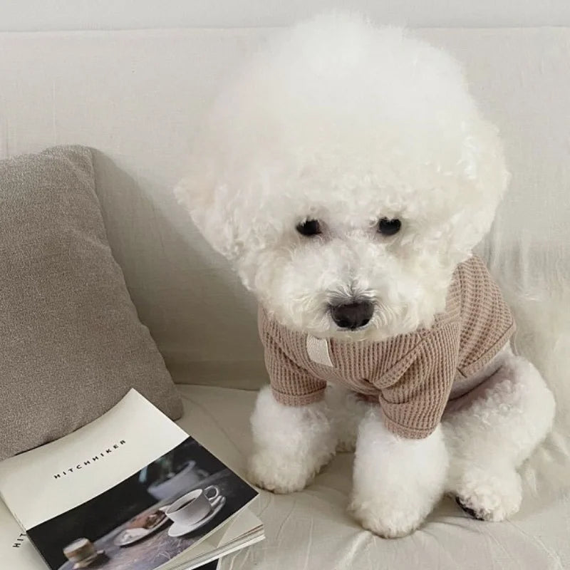 Dog Winter Shirt – Soft Solid Waffle Knit Pet Sweater XS–XL