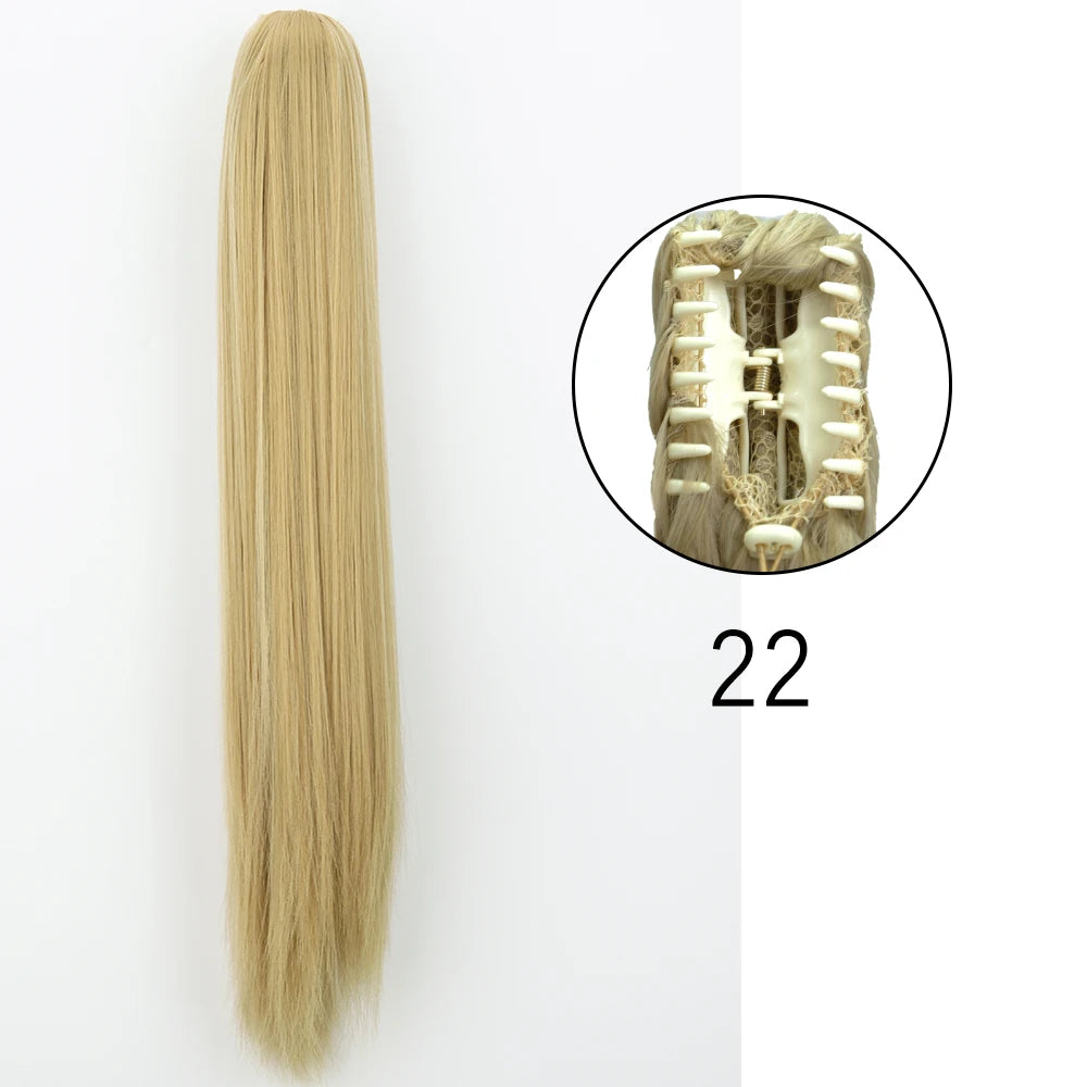 Claw Clip Ponytail Hair Extension 24 Inch Wavy Synthetic Heat Resistant