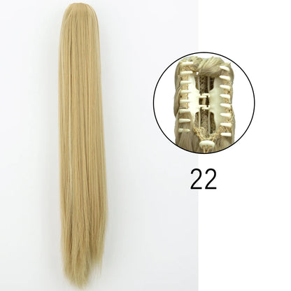 Claw Clip Ponytail Hair Extension 24 Inch Wavy Synthetic Heat Resistant