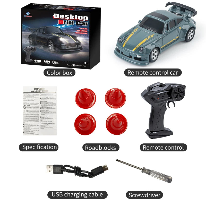KF20 1:64 Drift RC Car – 4WD Remote Control Racing Car with Full Proportions