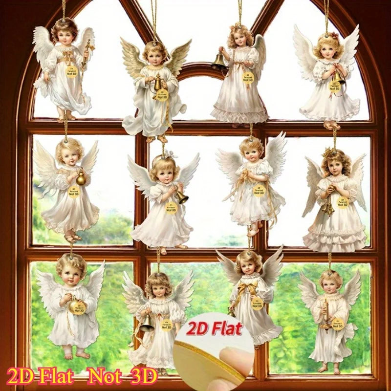 Vintage Christmas Angel Wooden Ornaments – Set of 12