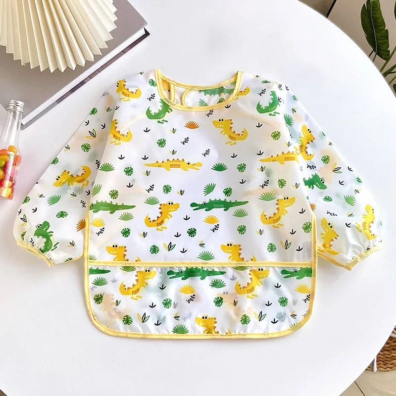 Baby Long Sleeve Waterproof Bib Apron with Pocket