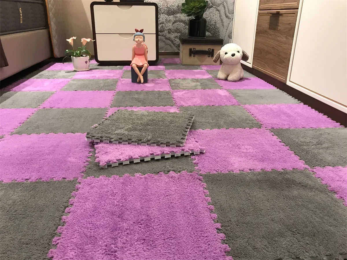 Interlocking Plush Puzzle Play Mat Tiles – Soft Kids Floor Carpet