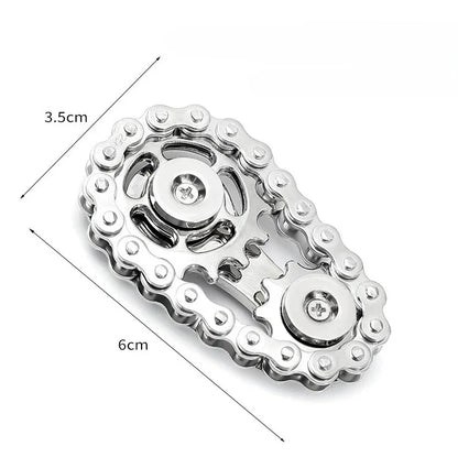 Metal Fidget Spinner – Gear & Chain Stress Relief Desk Toy for Adults