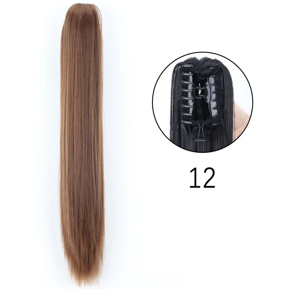 Claw Clip Ponytail Hair Extension 24 Inch Wavy Synthetic Heat Resistant