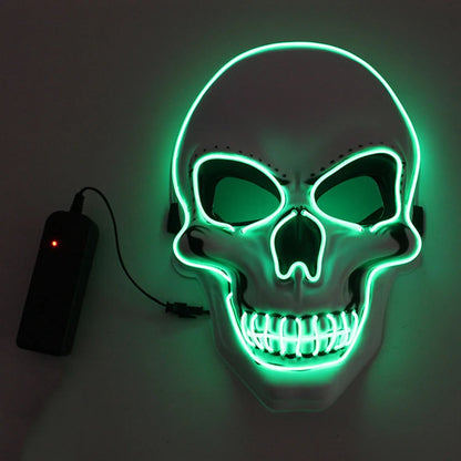 LED Skull Halloween Mask – Glowing Neon Light Cosplay Mask