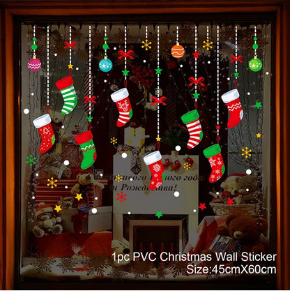 Christmas PVC Window Stickers – Festive Wall Decals for Home Decor