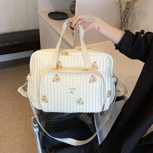 Large Embroidered Diaper Bag Mommy Shoulder Crossbody Handbag
