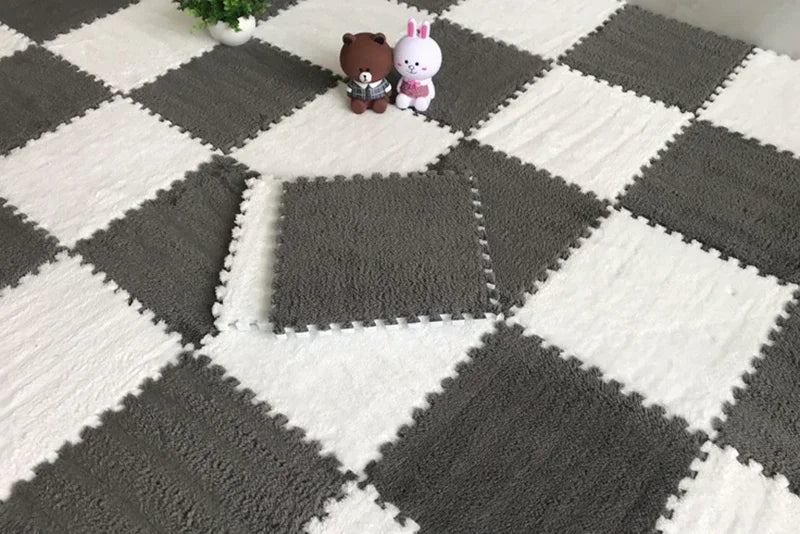 Interlocking Plush Puzzle Play Mat Tiles – Soft Kids Floor Carpet