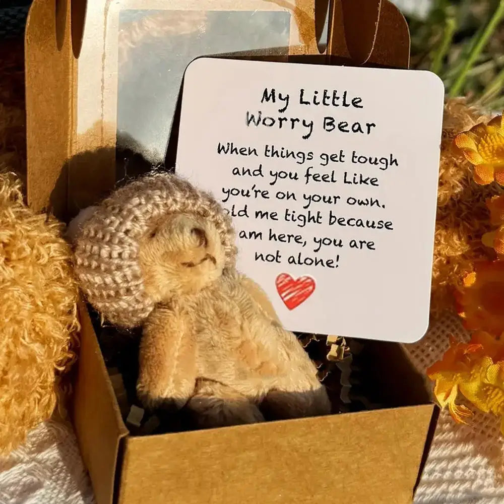 Pocket Worry Bear – Mini Plush Bear in a Box with Inspirational Card