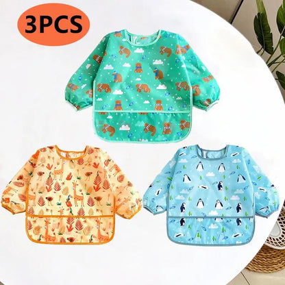 Baby Long Sleeve Waterproof Bib Apron with Pocket