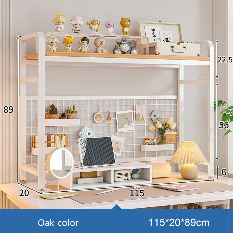 Multi-Layer Desktop Bookshelf with Wrought Iron Frame