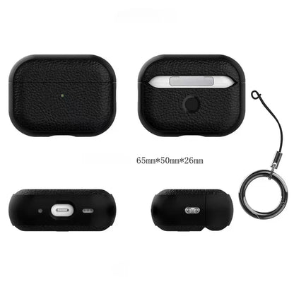 Leather Texture AirPods Case with Carabiner Ring