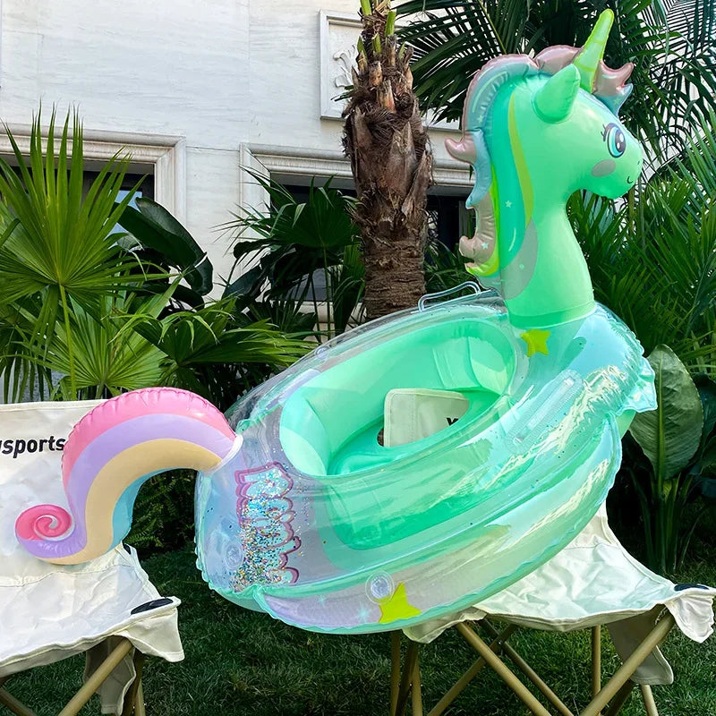 Unicorn Baby Swim Ring Inflatable Pool Float with Sequins