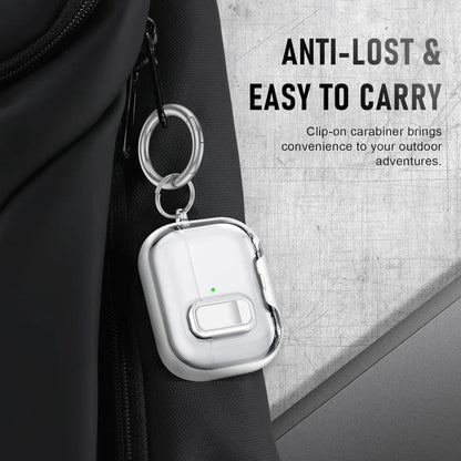 Clear AirPods Pro 3 Case Shockproof TPU Cover with Lock & Carabiner Ring