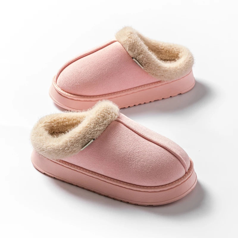 Fluffy Indoor Slippers with Thick EVA Sole – Unisex Warm House Shoes